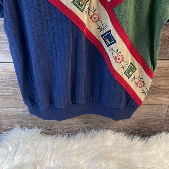 Alfred Dunner Women's Polo Shirt Size L Color Block Floral Striped Knit - Picture 3 of 8